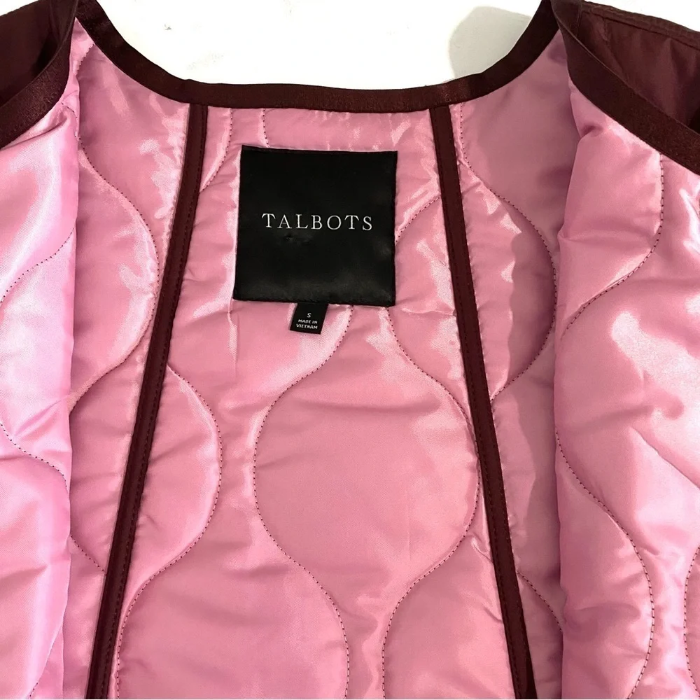 Talbots New Burgundy Quilted Barn Coat Small